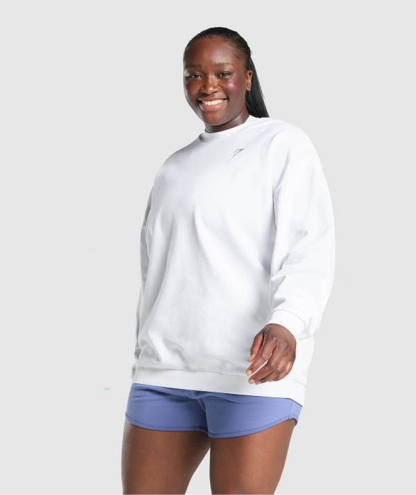 Damske Mikiny Gymshark Training Oversized Biele | AI7804621